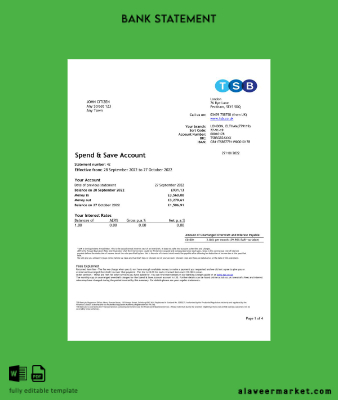 United Kingdom TBS Banka Hesap Özeti excel 4 pages 1