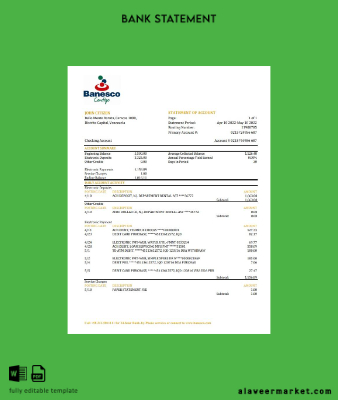 Venezuela Banesco Banka Hesap Özeti excel