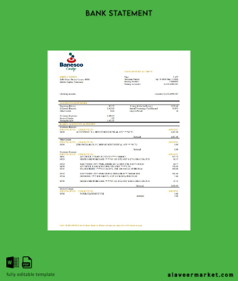 Venezuela Banesco Banka Hesap Özeti word