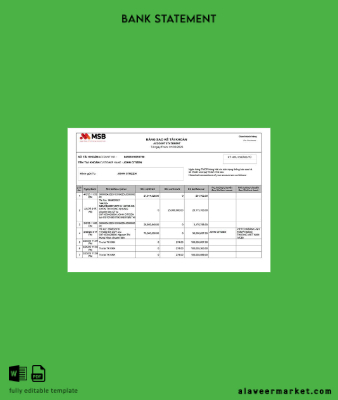 Vietnam MSB Banka account Hesap Özeti word