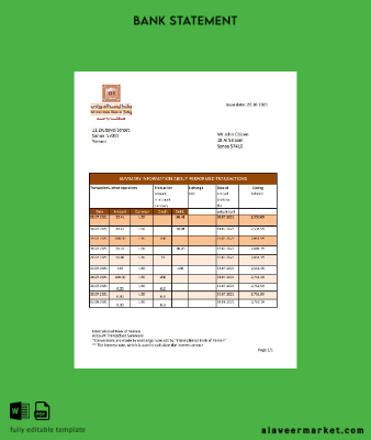Yemen International Banka Hesap Özeti excel