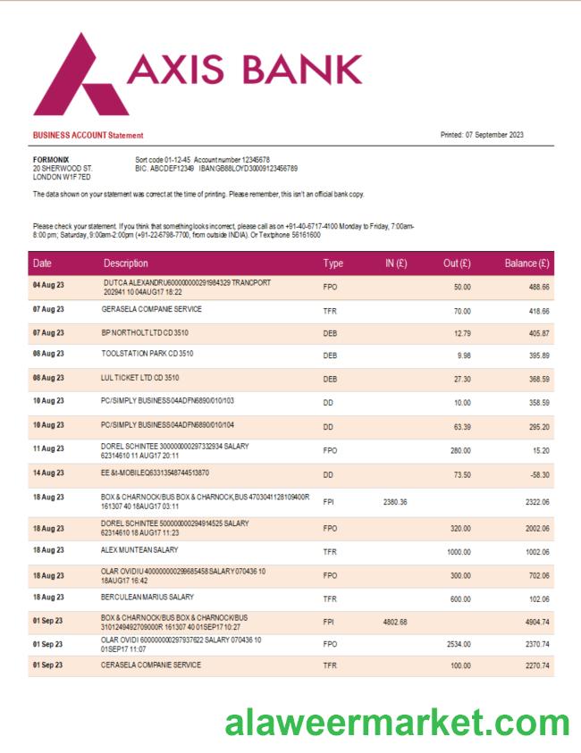 National Bank of Canada organization statement Word and PDF template