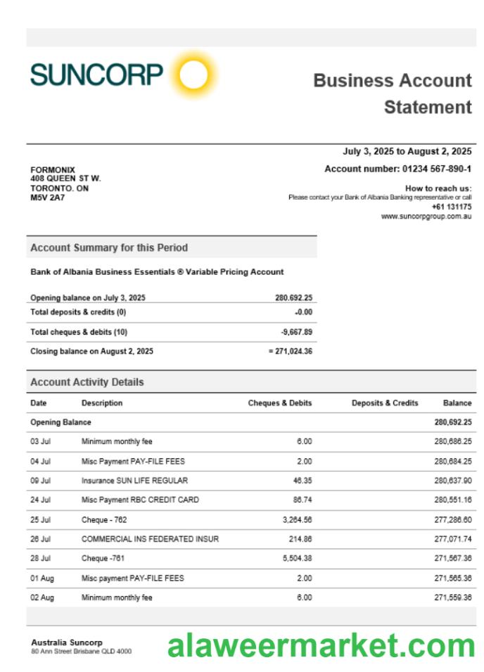 Suncorp enterprise statement Word and PDF format