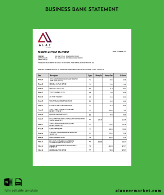 ALAT firm account Hesap Özeti Word and PDF Şablon (1)