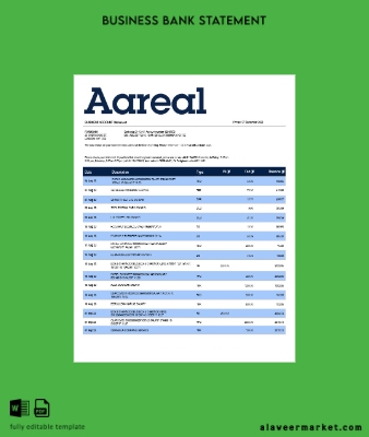 Gerçek Banka firm account Hesap Özeti Word and PDF Şablon
