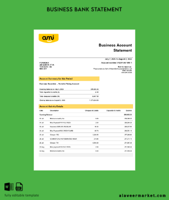 Ami Sigorta Limited Şirket Hesap Özeti Word and PDF format (1)