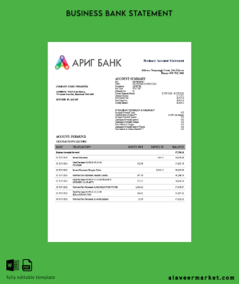 Arig firm account Hesap Özeti Word and PDF Şablon (1)