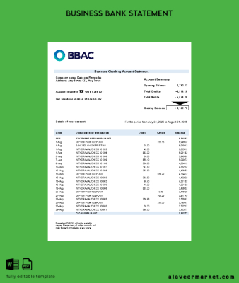 BBAC firm account Hesap Özeti Word and PDF Şablon (1)