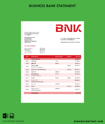 BNK Financial Group enterprise Hesap Özeti Word and PDF Şablon