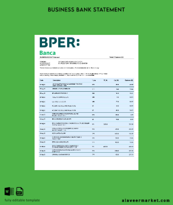 BPER Group organization Hesap Özeti Word and PDF Şablon