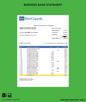 BanCoppel İşletme organization checking Hesap Özeti Word and PDF format (1)