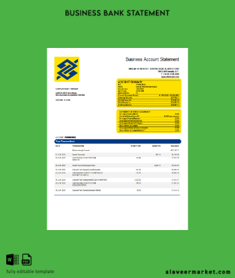 Banco do Brasil Banka organization account Hesap Özeti Word and PDF Şablon