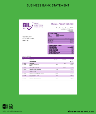 Banque Internationale a Lüksemburg organization checking account Hesap Özeti Word and PDF Şablon