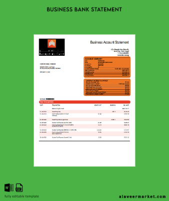 Banque du Caire Şirket account Hesap Özeti Word and PDF Şablon