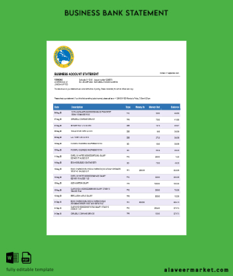 Caribbean Development Banka firm account Hesap Özeti Word and PDF Şablon