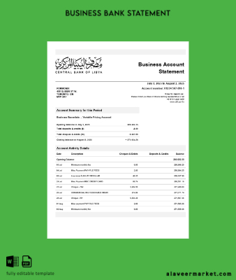 Central Banka of Libya İşletme firm Hesap Özeti Word and PDF format (1)