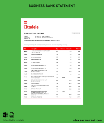 Citadele enterprise account Hesap Özeti Word and PDF Şablon (1)