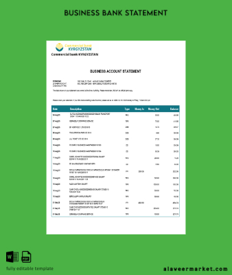 Commercial İşletme account Hesap Özeti Word and PDF Şablon (1)