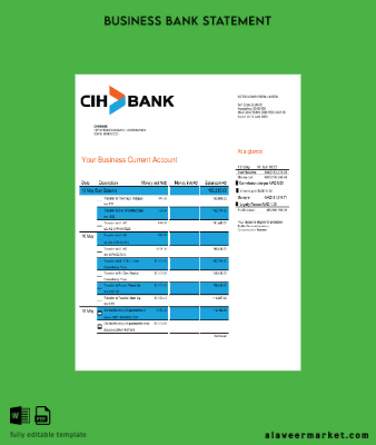 Kredi Immobilier Et Hotelier enterprise account Hesap Özeti Word and PDF Şablon