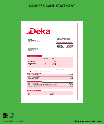 Banka firm Hesap Özeti Word and PDF Şablon