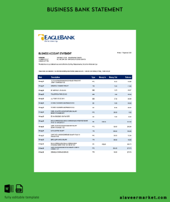 Eagle Şirket checking account Hesap Özeti Word and PDF Şablon (1)
