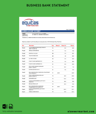 Equaitas enterprise account Hesap Özeti Word and PDF format