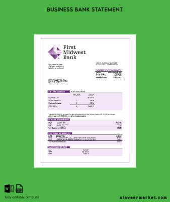 First Kimlik Kartı Banka Şirket account Hesap Özeti Word and PDF Şablon