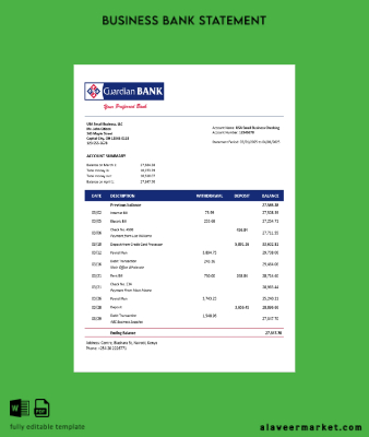 Guardian firm account Hesap Özeti Word and PDF Şablon (1)