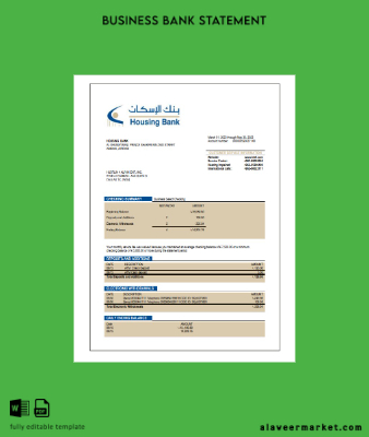 HBTF Banka firm account Hesap Özeti Word and PDF Şablon