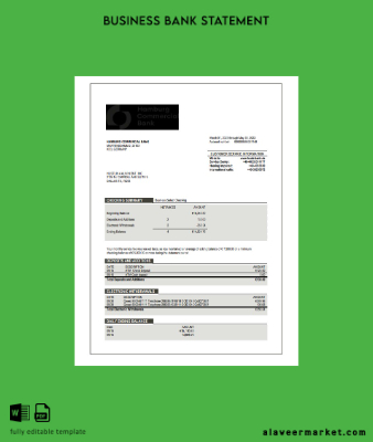 Hamburg Commercial Banka enterprise account Hesap Özeti Word and PDF Şablon