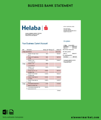 Helaba Banka firm account Hesap Özeti Word and PDF Şablon