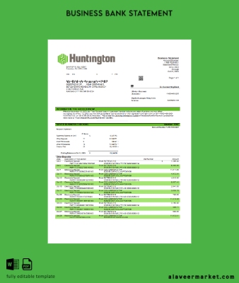 Huntington Bancshares corporate Banka Hesap Özeti Word and PDF Şablon
