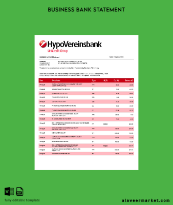 Banka enterprise Hesap Özeti Word and PDF Şablon