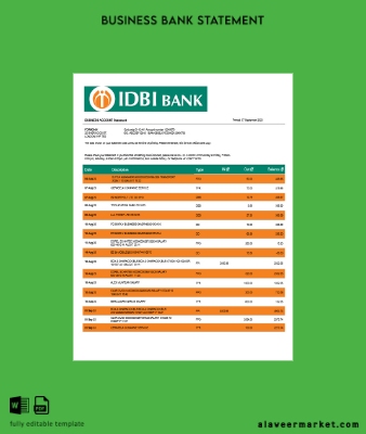 Kimlik Kartı Banka enterprise account Hesap Özeti Word and PDF Şablon