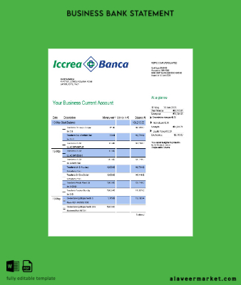 Iccrea Banca enterprise account Hesap Özeti Word and PDF Şablon