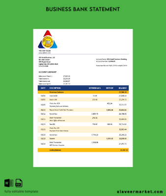 Innwa İşletme account Hesap Özeti Word and PDF Şablon (1)