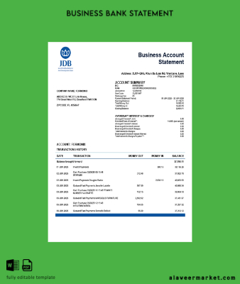 Joint Development firm account Hesap Özeti Word and PDF Şablon (1)