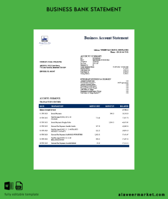 Kenya ABC organization checking account Hesap Özeti Word and PDF format