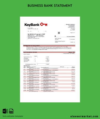 Banka İşletme Banka Hesap Özeti Word and PDF Şablon
