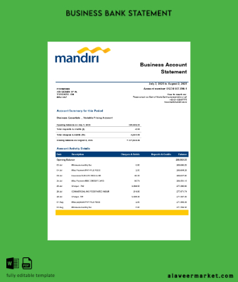 Koran-Mandiri firm account Hesap Özeti Word and PDF Şablon (1)
