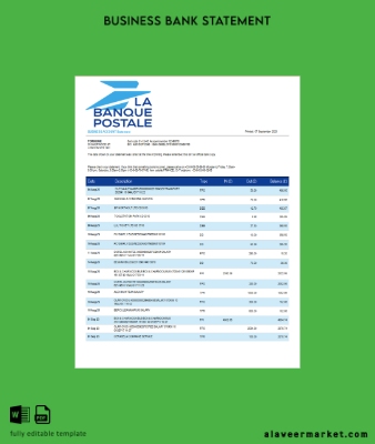 La Banque Postale firm Banka Hesap Özeti Word and PDF Şablon