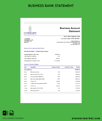 Lombard firm account Hesap Özeti Word and PDF Şablon (1)
