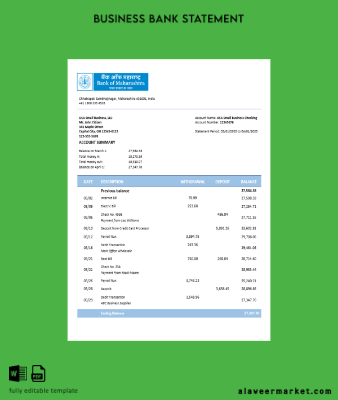 Maharashtra firm account Hesap Özeti Word and PDF Şablon