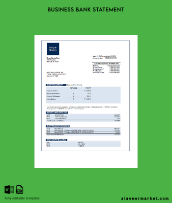 Morgan Stanley Banka organization account Hesap Özeti Word and PDF Şablon