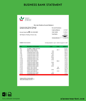Fas Crédit Agricole enterprise Hesap Özeti Word and PDF format (1)