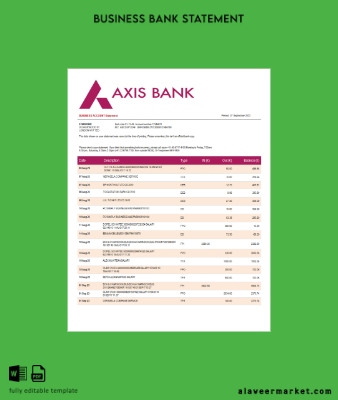 National Banka of Kanada organization Hesap Özeti Word and PDF Şablon
