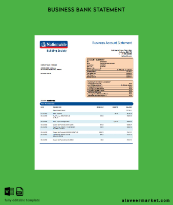 Kimlik Kartı Building Society firm Banka Hesap Özeti Word and PDF Şablon