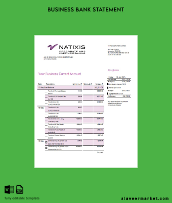 Natixis Algerie Banka proof of address Banka Hesap Özeti Şablon in Word and PDF format