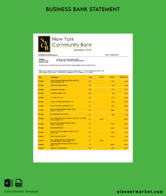 Yeni York Community Bancorp enterprise account Hesap Özeti Word and PDF Şablon