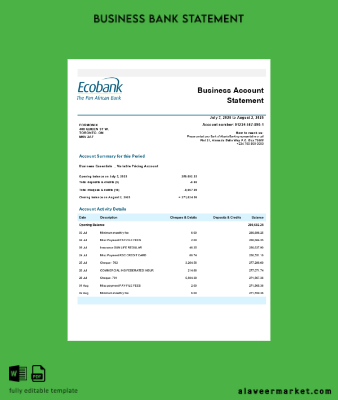 Nijerya Banka İşletme firm Hesap Özeti Word and PDF format (1)